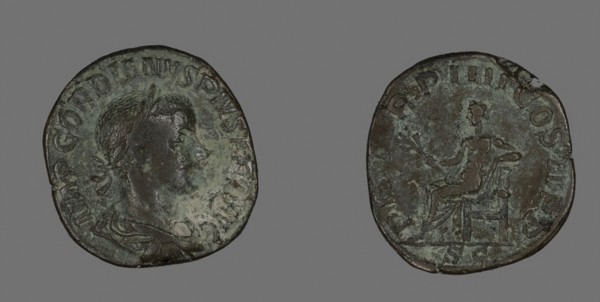 Sestertius (Coin) Portraying Emperor Gordianus, AD 238/244, Roman, Roman Empire, Bronze, Diam. 3.1