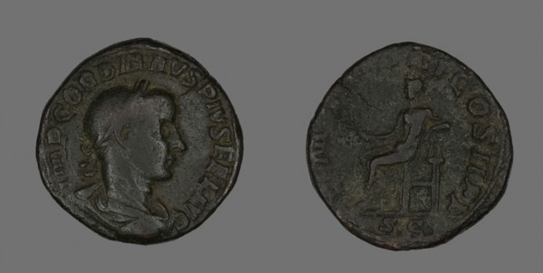 Sestertius (Coin) Portraying Emperor Gordianus, AD 238, Roman, Roman Empire, Bronze, Diam. 3.1 cm,