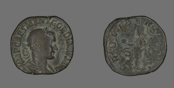 Sestertius (Coin) Portraying Emperor Gordianus, AD 238/244, Roman, Roman Empire, Bronze, Diam. 3.1