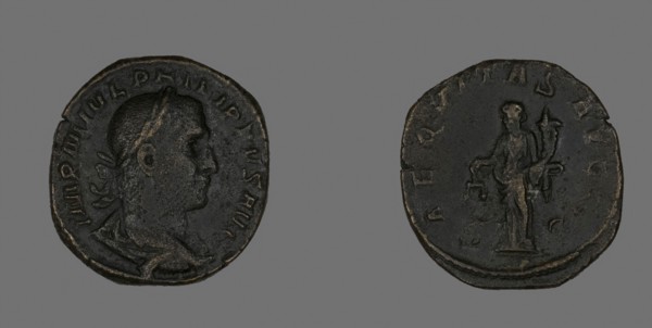 Sestertius (Coin) Portraying Philip the Arab, AD 244/249, Roman, Roman Empire, Bronze, Diam. 2.9