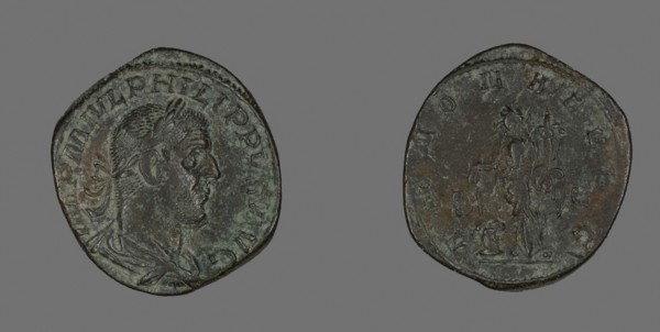 Coin Portraying Philip the Arab, AD 244/249, Roman, Roman Empire, Bronze, DIam. 3 cm, 18.59 g