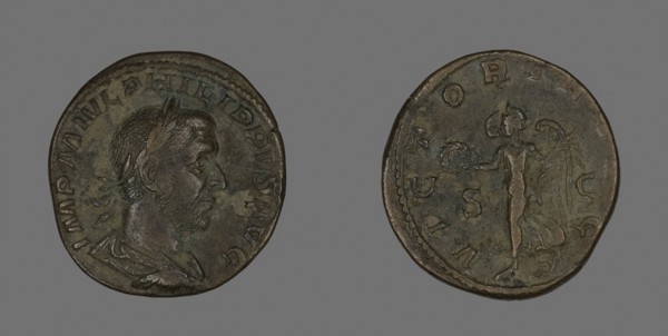 Sestertius (Coin) Portraying Philip the Arab, AD 244/247, Roman, Roman Empire, Bronze, Diam. 3 cm,