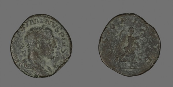 Sestertius (Coin) Portraying Emperor Maximinus, AD 235/236, Roman, minted in Rome, Roman Empire,