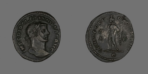 Follis (Coin) Portraying Emperor Diocletian, AD 298/299, Roman, minted in Rome, Roman Empire,