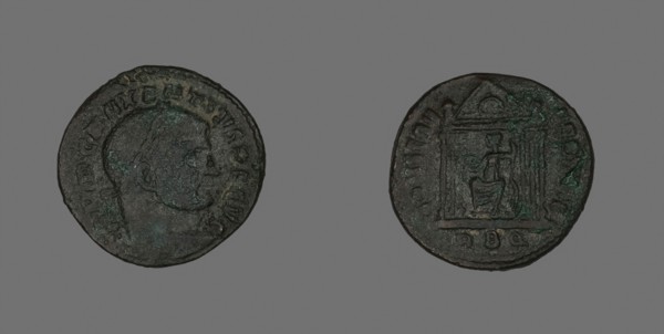 Follis (Coin) Portraying Emperor Maxentius, AD 308/310, Roman, minted in Rome, Roman Empire,