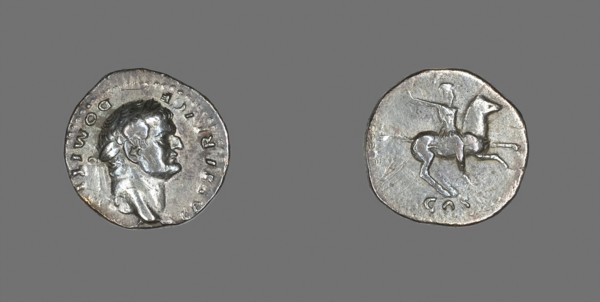 Denarius (Coin) Portraying Emperor Domitian, AD 77/78, Roman, minted in Rome, Roman Empire, Silver,