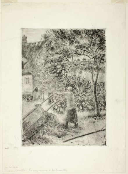 Woman Emptying a Wheelbarrow, 1880, Camille Pissarro, French, 1830-1903, France, Aquatint and