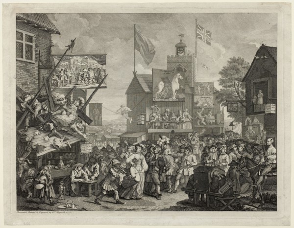 Southwark Fair, 1733/34, William Hogarth, English, 1697-1764, England, Engraving in black on ivory