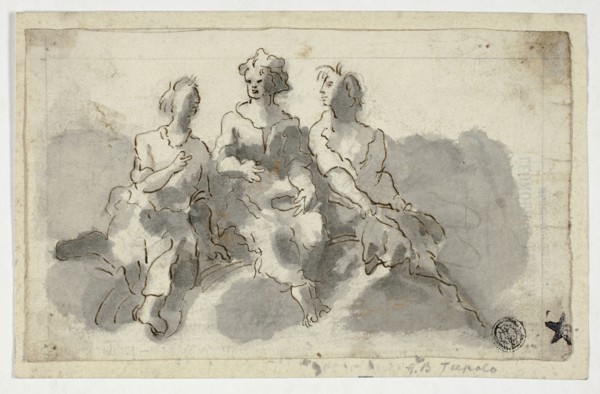 Three Seated Figures (recto), Seated Man in Profile (verso), n.d., Unknown artist, Italian, 17th