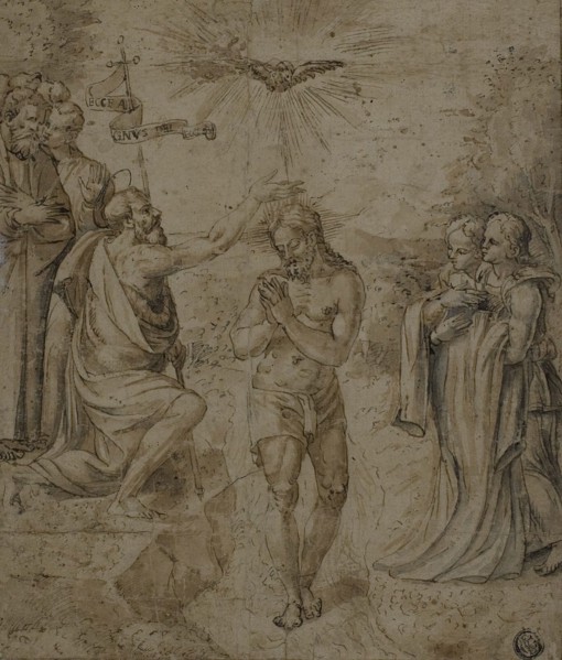 Baptism of Christ, n.d., Unknown artist, Italian, second half of the 16th Century, Italy, Pen and