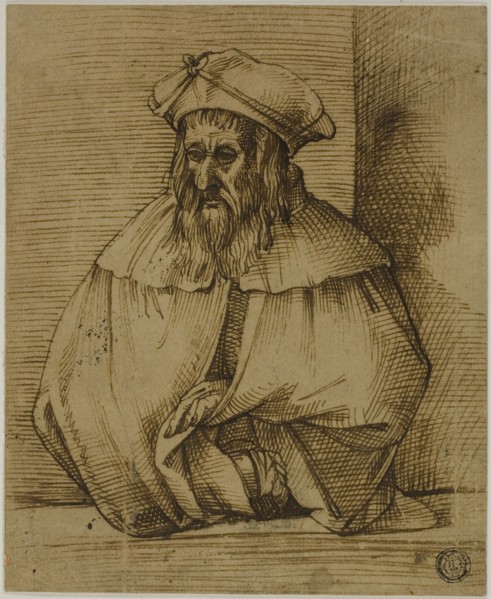 Half-Length Sketch of a Gentleman Wearing Hat and Cape, n.d., Bartolomeo Passarotti, Italian,