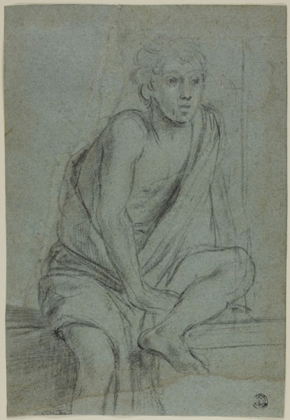 Seated Youth: Study for Flagellation of Saint Andrew, c. 1608, Domenichino, Italian, 1581-1641,