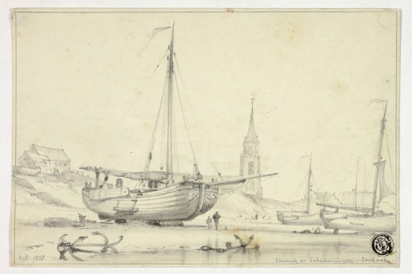Church at Scheveningen, October 1838, Edward William Cooke, English, 1811-1880, England, Graphite