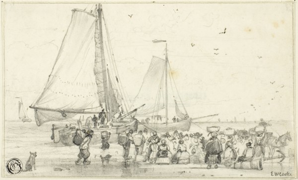 The Catch Coming In, n.d., Edward William Cooke, English, 1811-1880, England, Graphite on ivory
