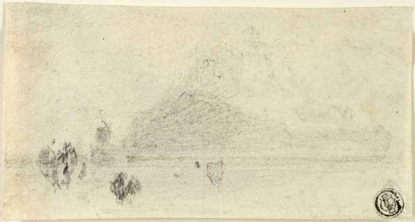 Sketch of Mont Saint Michel (recto), Buildings Beside Water (verso), c. 1818, John Sell Cotman,