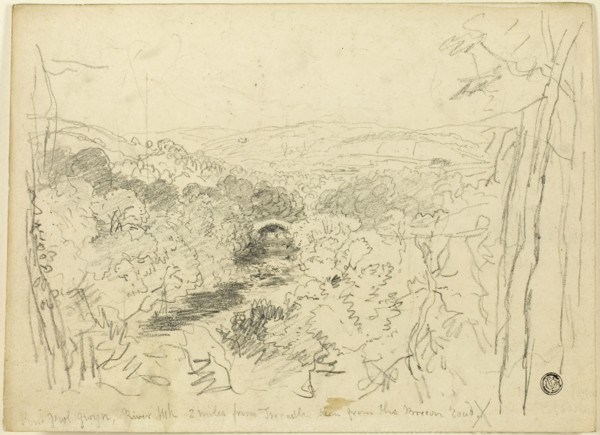 Pont Pwl Gwyn, River Usk, n.d., David Cox, the elder, English, 1783-1859, England, Graphite on buff