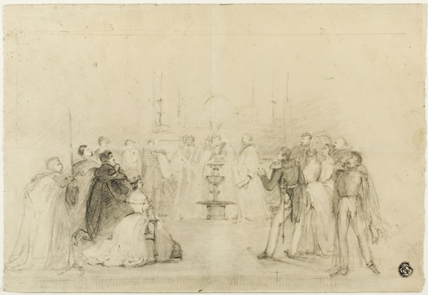 Study, n.d., Possibly John Hayter, English, 1800-after 1891, England, Black chalk, with stumping,