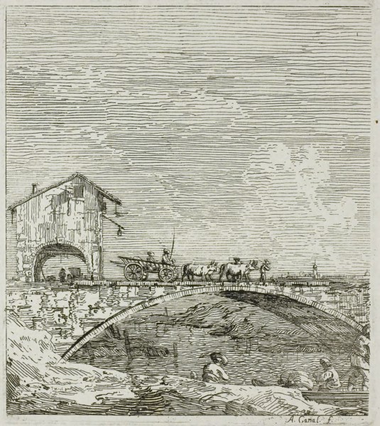 The Wagon Passing over a Bridge, from Vedute, 1735/44, Canaletto, Italian, 1697-1768, Italy,