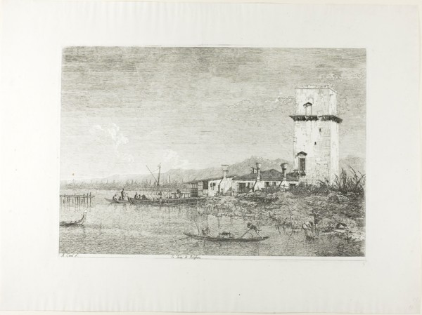 The Tower of Malghera, from Vedute, 1735/44, Canaletto, Italian, 1697-1768, Italy, Etching in black