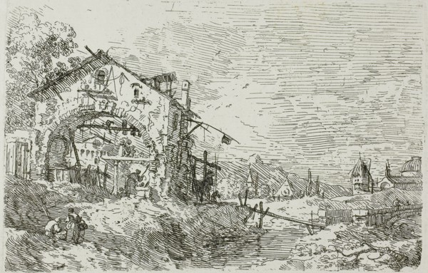 Landscape with a Woman at a Well, from Vedute, 1735/44, Canaletto, Italian, 1697-1768, Italy,