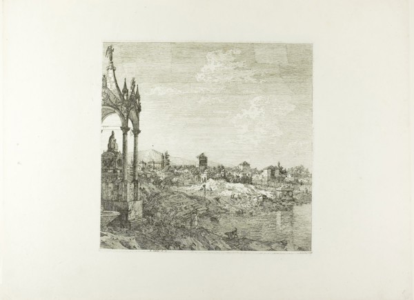 View of a Town with a Bishop’s Tomb, from Vedute, 1735/44, Canaletto, Italian, 1697-1768, Italy,