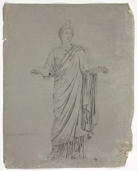 Antique Statue of Standing Goddess with Outstretched Arms, 1774, John Downman, English, 1750-1824,