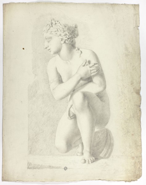 Statue of Crouching Venus, 1774, John Downman, English, 1750-1824, England, Charcoal with stumping