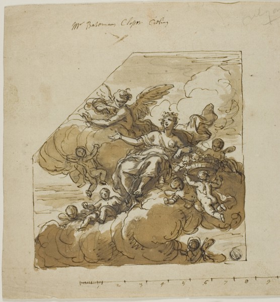 Flora Design for Closet Ceiling (left) and Statue of Apollo Design for Blank Niche (right), for
