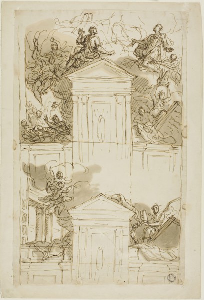 Study, c. 1719, James Thornhill, English, 1675-1734, England, Pen and brown ink with brush and tan