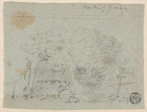 Sketch of Trees Near Bridge (recto), Sketch of Building (verso), n.d., Attributed to Richard