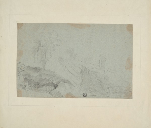 Rocky Landscape with Standing Figure, n.d., Attributed to Richard Wilson, English, 1714-1782,
