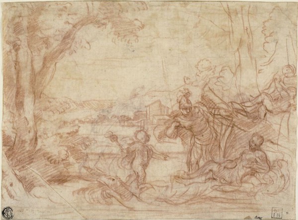 Mars and Venus (recto and verso), Guillaume Courtois, French, 1628-1679, France, Red chalk on ivory