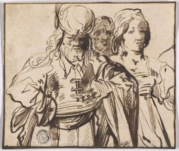 Three Half-Length Figures, 1622/72, Pieter Jansz., Dutch, 1602-1672, Netherlands, Pen and black