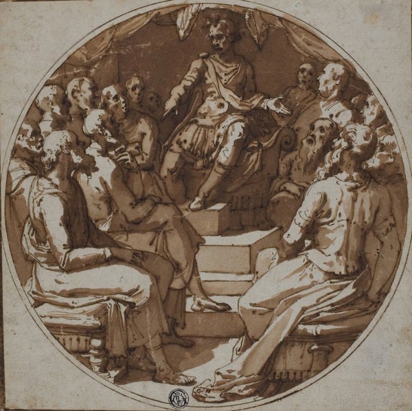 Julius Caesar Addressing Senators, 1560/62, Workshop of Taddeo Zuccaro, Italian, 1529-1566, Italy,