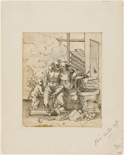Venus in Vulcan’s Forge (recto), Geometry (verso), c. 1607, Hermann Weyer (German, c. 1596-1621),