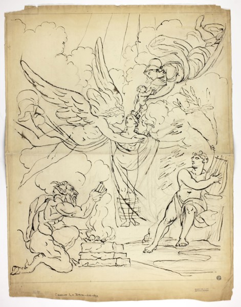 Unidentified Mythological Birth Scene (recto), Cupid and Psyche (verso), n.d., Unknown Artist,