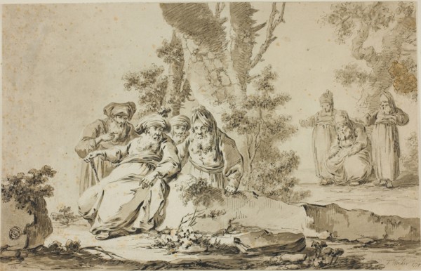 Figures in Oriental Costume in a Landscape, n.d., Tiberius Dominikus Wocher, Swiss, 1728-1799,