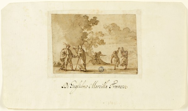 Gypsy Women and Young Men in Landscape, n.d., Possibly Guillaume Pierre Marcillat, French,