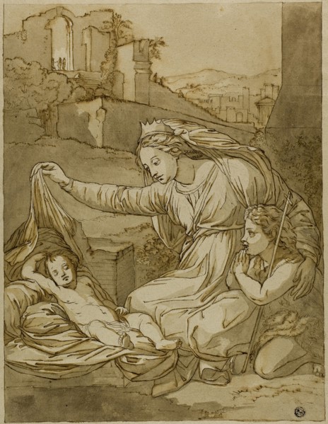 Virgin and Sleeping Christ Child with the Infant John the Baptist, 18th century, After Raffaello