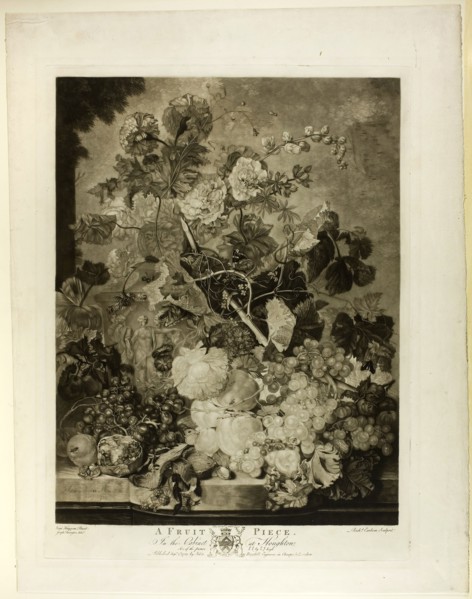A Fruit Piece, from The Houghton Gallery, 1781, Richard Earlom (British, 1743-1822), After Jan van