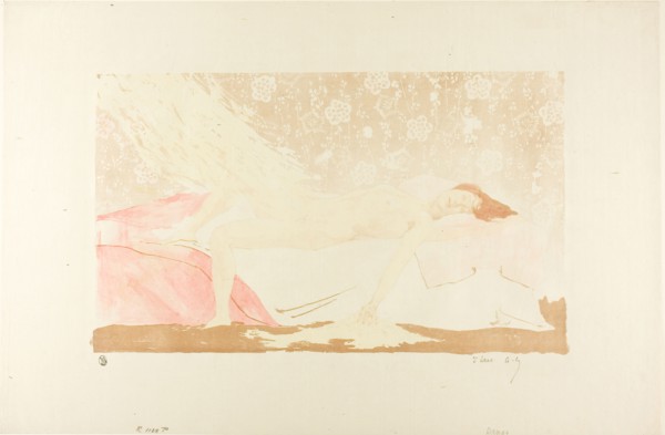 Danaë, 1894, Alexandre Lunois, French, 1863-1916, France, Lithograph in brown, pink and yellow on
