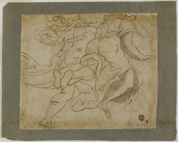 Two Figures Ascending, 1560/70, Follower of Luca Cambiaso, Italian, 1527-1585, Italy, Pen and brown