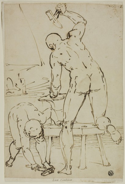 Vulcan’s Forge, c. 1570, Attributed to Luca Cambiaso, Italian, 1527-1585, Italy, Pen and iron gall