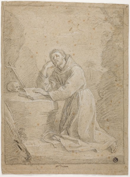 Saint Francis of Assisi, n.d., Unknown Artist, Italian, 17th century, Italy, Black chalk,