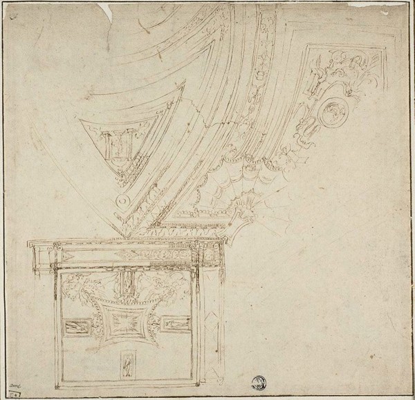 Ceiling Decoration with Grotesques, 1530s, Perino del Vaga, or circle of, Italian, 1501-1547,