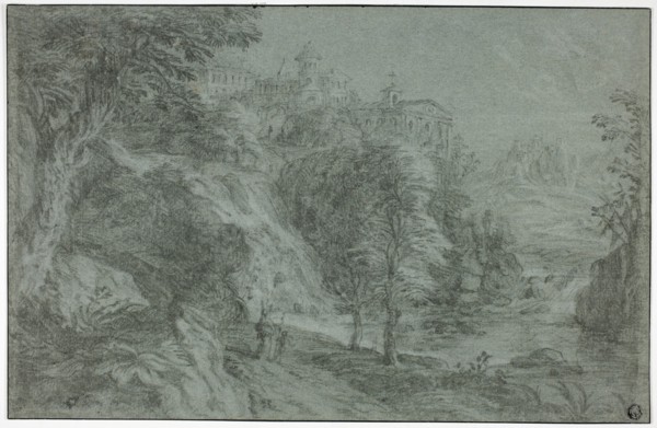Italianate Landscape with Church on Cliff, n.d., Attributed to Gaspard Dughet, French, 1615-1675,