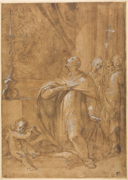 San Carlo Borromeo Adoring an Image of the Birth of the Virgin, 1684/87, Sigismondo Caula, Italian,