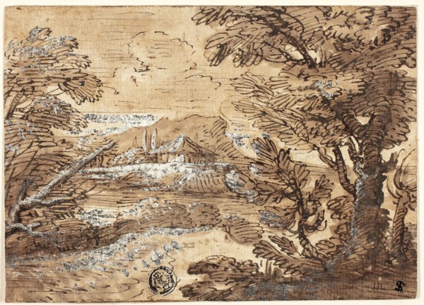 Landscape with House in Distance, n.d., Possibly Ferdinand Kobell, German, 1740-1799, Germany, Pen