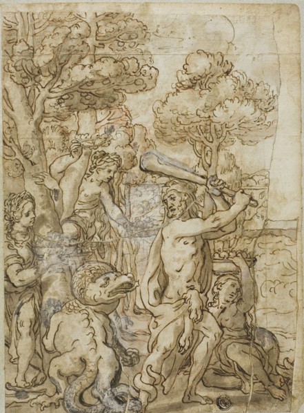 Hercules Slaying the Serpent Ladon in the Garden of the Hesperides, n.d., Andrea Lilio (Italian,