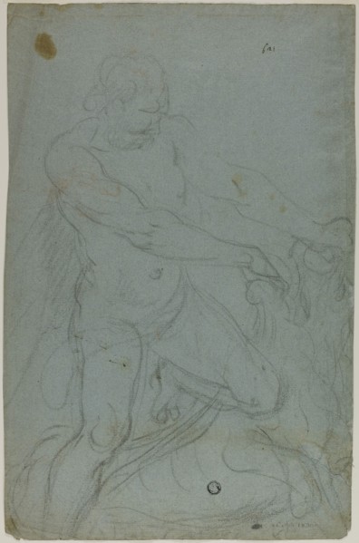 Samson and the Lion (recto), Virgin Mary with Right Arm Extended (verso), n.d., Probably Domenico